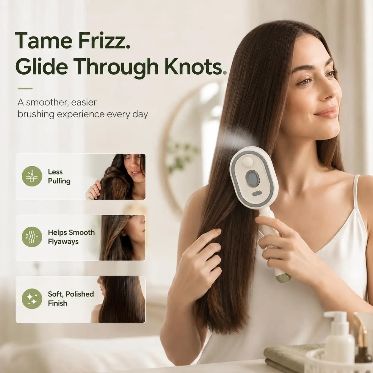 Electric Spray Hair Brush Rechargeable Water Spray Hair Brush Anti-Static Hair Brush Reduce Frizz Electric Steam Massage Comb