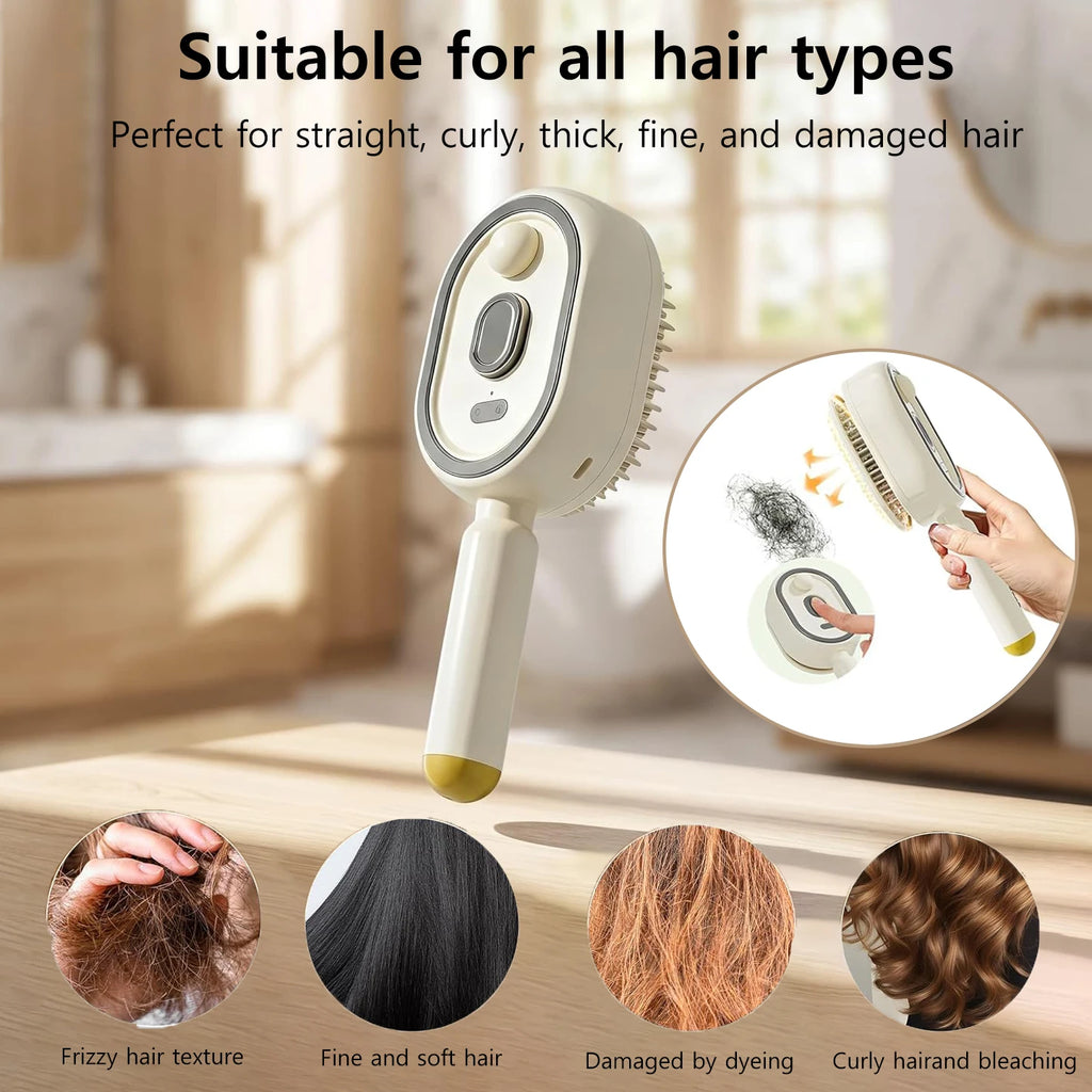 Electric Spray Hair Brush Rechargeable Water Spray Hair Brush Anti-Static Hair Brush Reduce Frizz Electric Steam Massage Comb